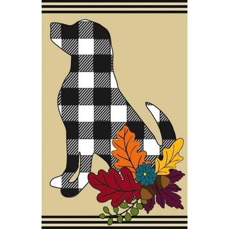 Fall Dog Silhouette Applique Garden Flag, Multicolor Design