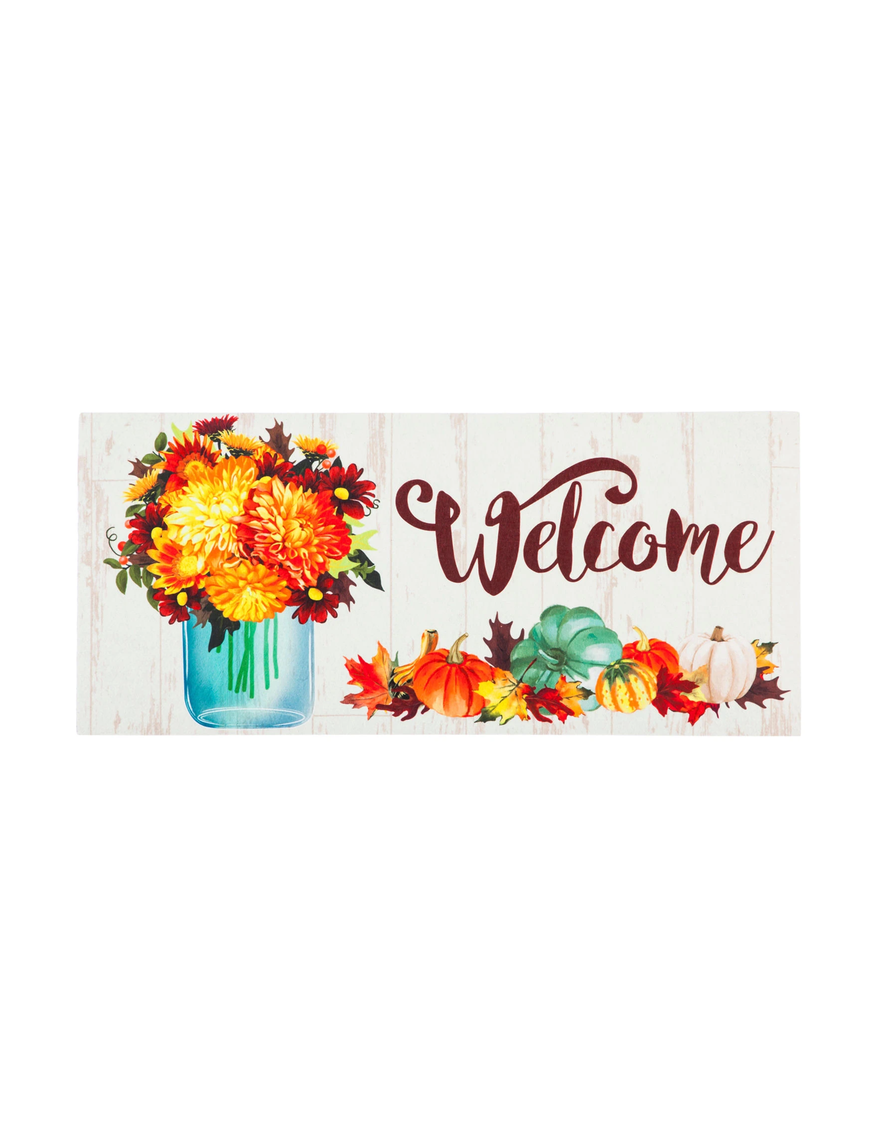 Evergreen Fall Mason Jar Welcome Sassafras Doormat - Floral Design
