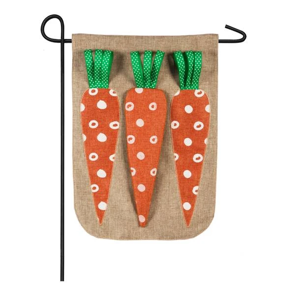 Polka Dot Carrots Burlap Garden Flag - Vibrant Outdoor Decor