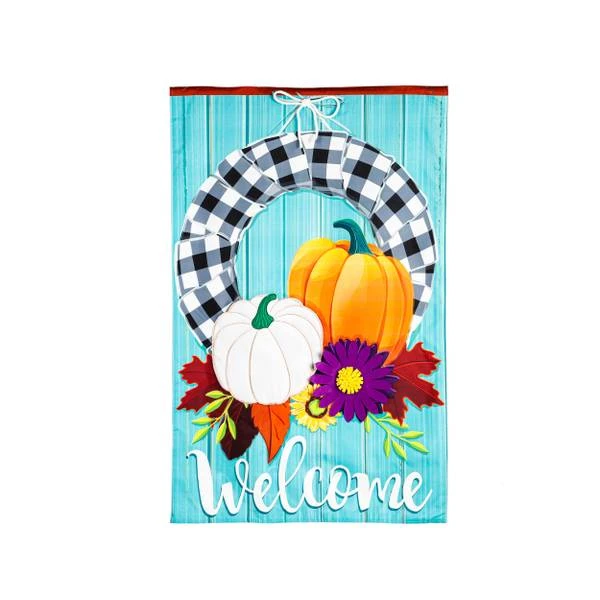 BUFFALO CHECK FALL WREATH HOUSE FLAG