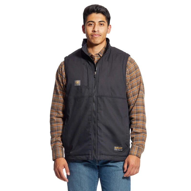 Men's Rebar Duracanvas Sherpa-lined Vest, Black, Extra Large