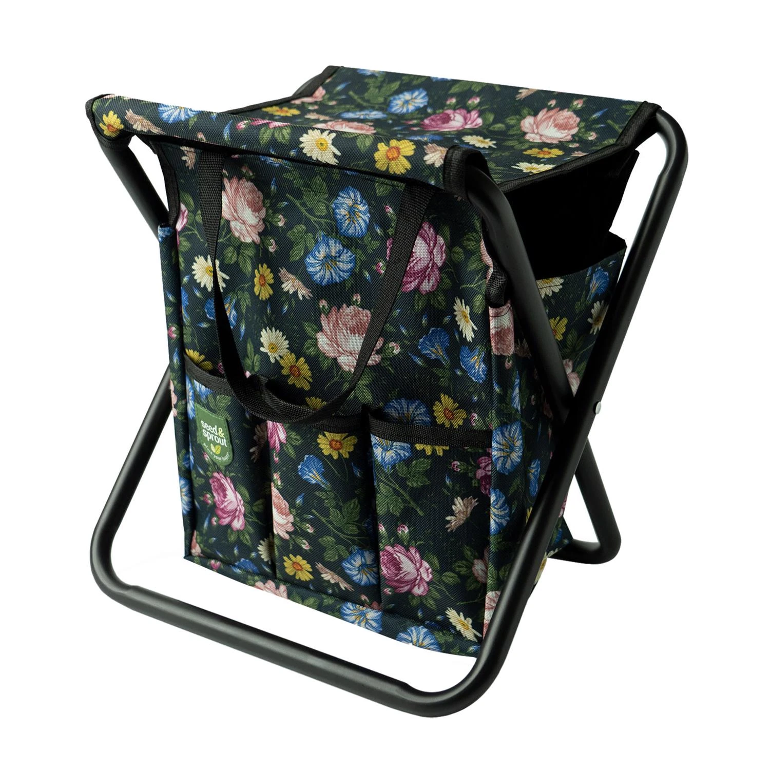 Seed And Sprout 16 In. W X 12 In. D Black Folding Garden Kneeler And Seat