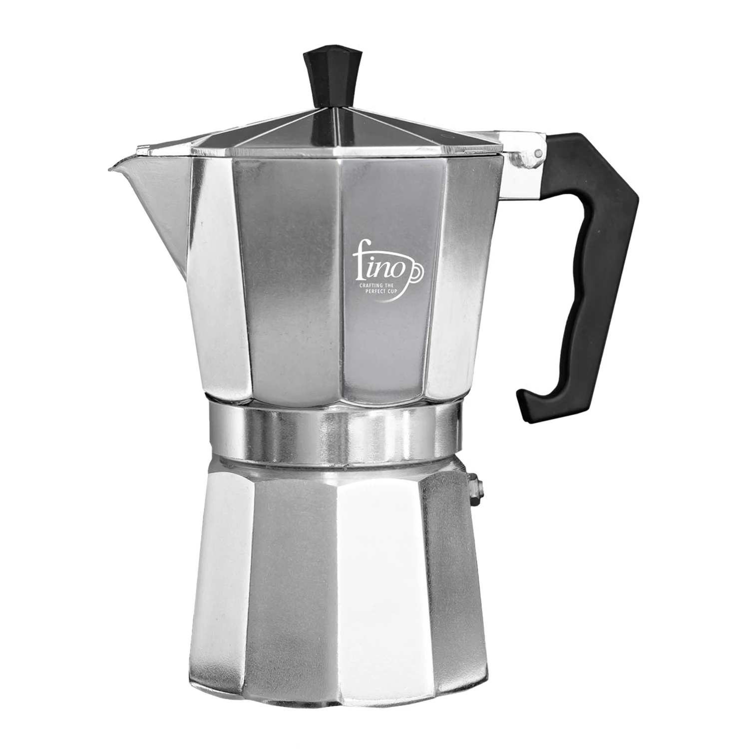 Black/silver Aluminum Espresso Maker 2.6 Oz - Stovetop Coffee Brewer