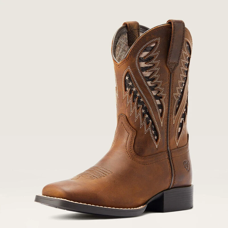 Kids' Quickdraw Venttek Western Boot, Distressed Tan, Size 2