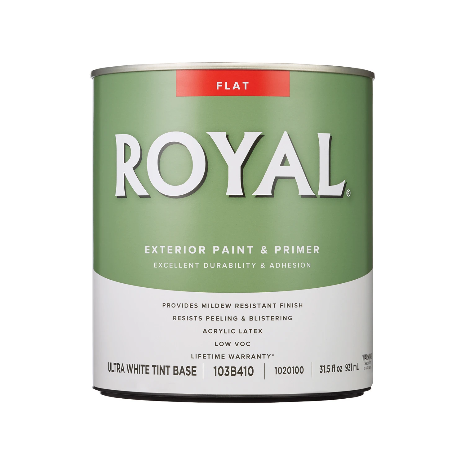 Royal Ultra White Flat Acrylic Latex Exterior Paint And Primer 1 Quart