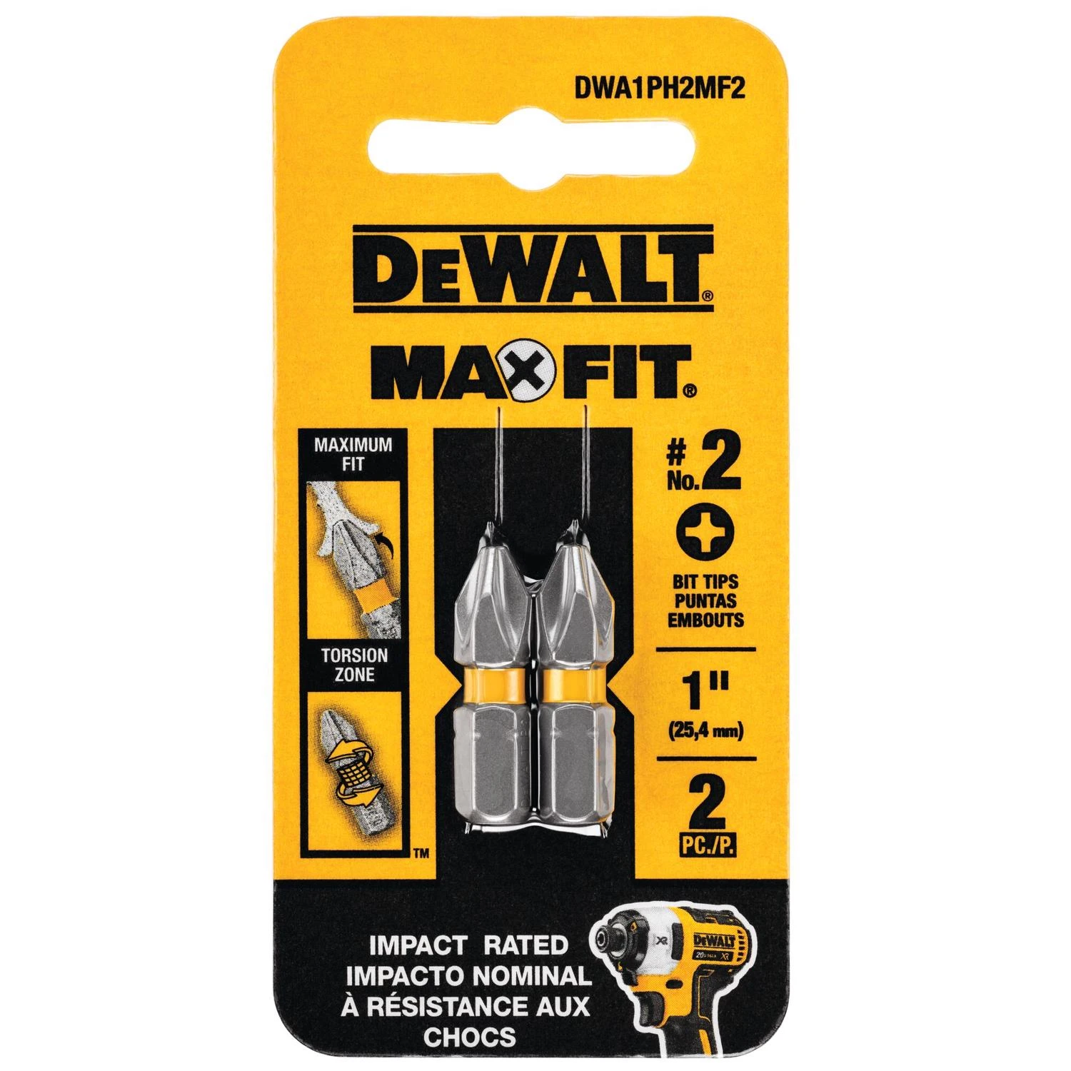 DEWALT MAXFIT 2 x 1 inch Steel Phillips Screwdriving Bit (2PK)