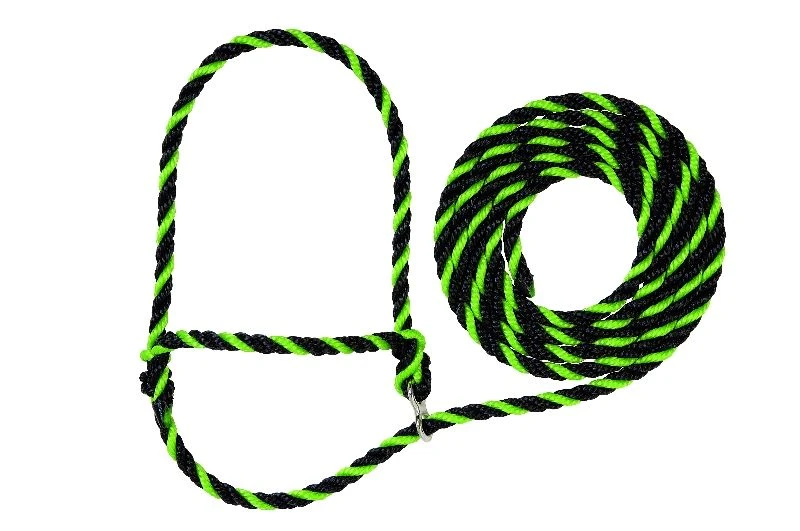 Livestock Poly Rope Breaking Halter With Figure Eight Hardware, Black