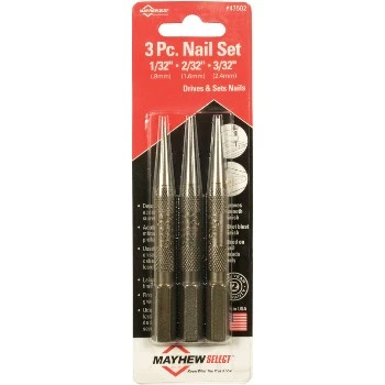 47502 3 Piece Nail Set 1/2/3/32 Inch Precision Tool