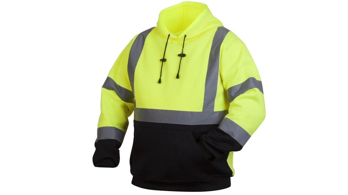 Safety Rssh3210l Hi Vis Lime Pullover Sweatshirt With Black Bottom - Large Size