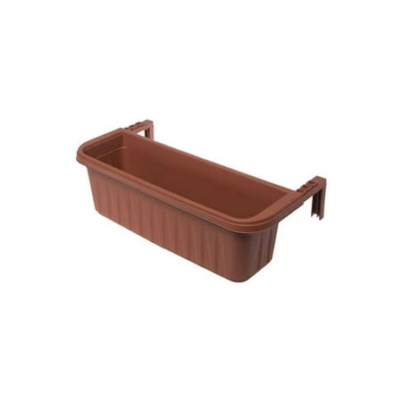 Adjustable 24" Self-watering Railing Planter - Terra Cotta Plastic Flower Pot