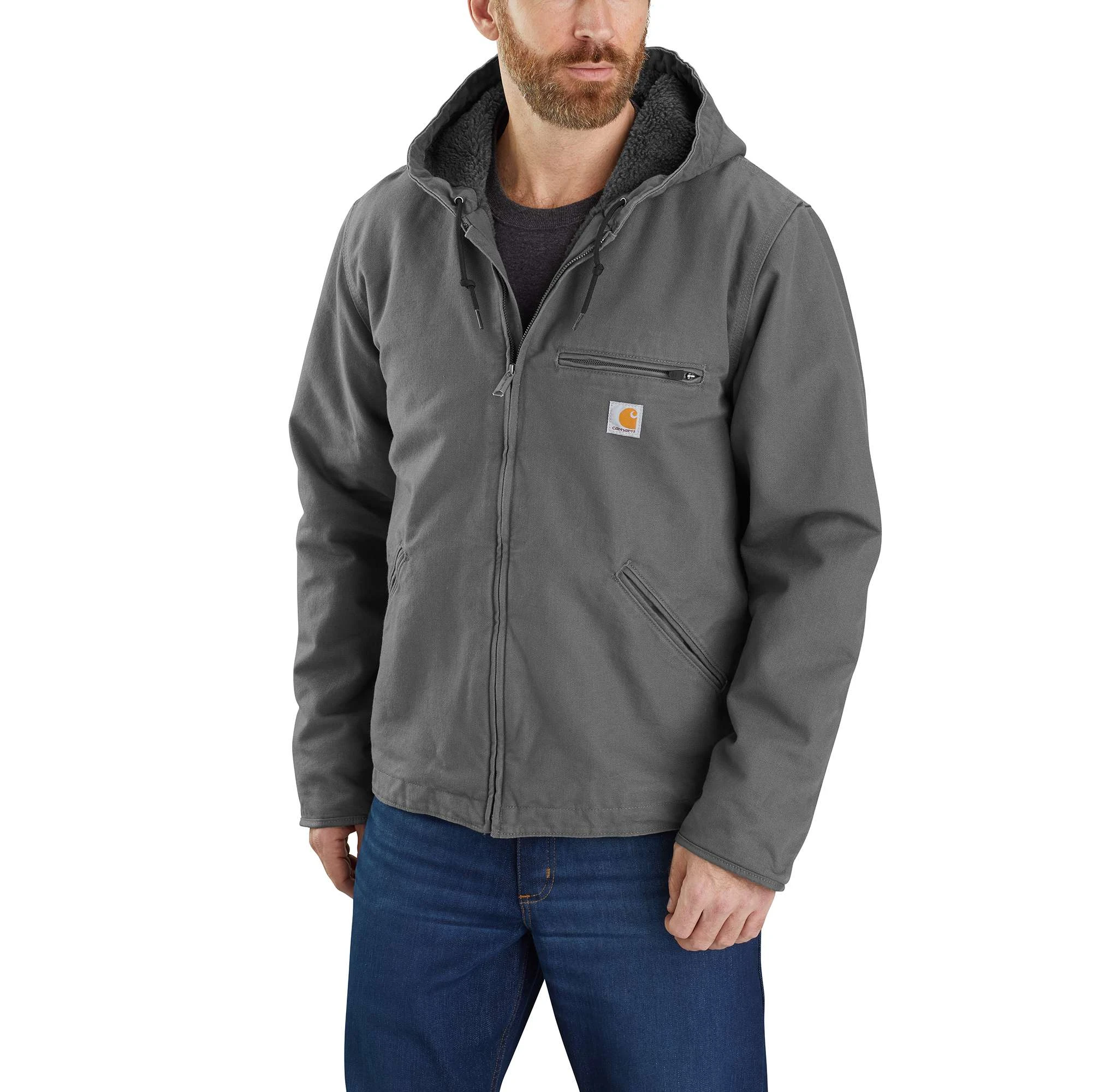 Men's Relaxed Fit Washed Duck Sherpa-lined Jacket - 2xl Gravel