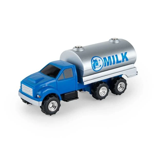 1/64 Scale Collect N Play Blue Tandem Milk Tank Truck Model 47493