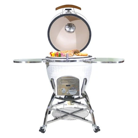 Gourmet Kamado Grill In White Cottage Finish