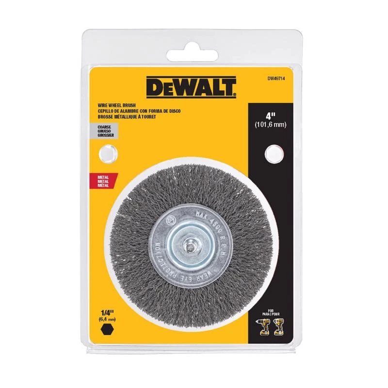 4 In. Coarse Crimped Wire Wheel Brush Metal 4500 Rpm