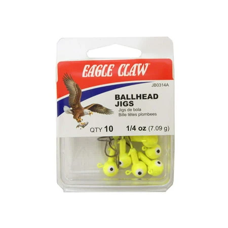 H Ball Head Double Eye Jig Heads Chartreuse 1/4 Oz Model Jb0314a