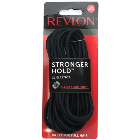 Revlon Extra Long Black Hair Elastics, 16 count