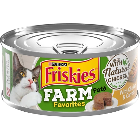 Friskies Wet Cat Food Pate Farm Favorites With Chicken and Carrots in a Pull-Top Can  5.5 oz. Pull-Top Can