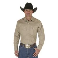 Men's Authentic Cowboy Cut Long Sleeve Western Shirt, Rawhide, Large