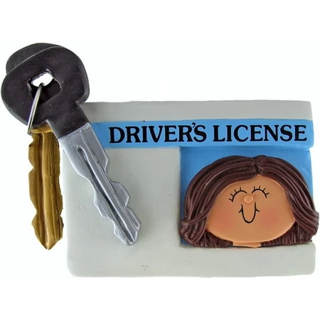 Personalized Brown Female Driver License Christmas Ornament - Do-it-yourself Craft