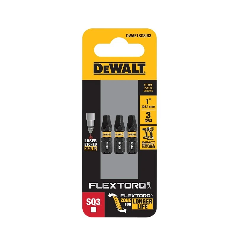 Flextorq Square #3 X 1 Inch Impact Driver Bit Set - 3 Pieces