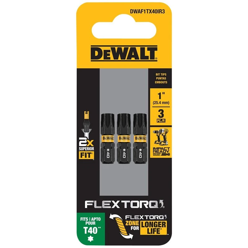 Flextorq Torx T40 X 1 In. L Impact Driver Bit Set - 3 Pieces