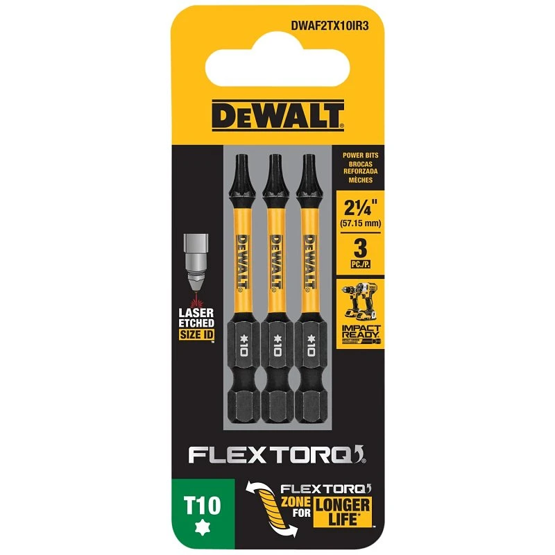 Flextorq Torx T10 X 2.25 In. L Impact Driver Bit Set Steel 3 Pieces