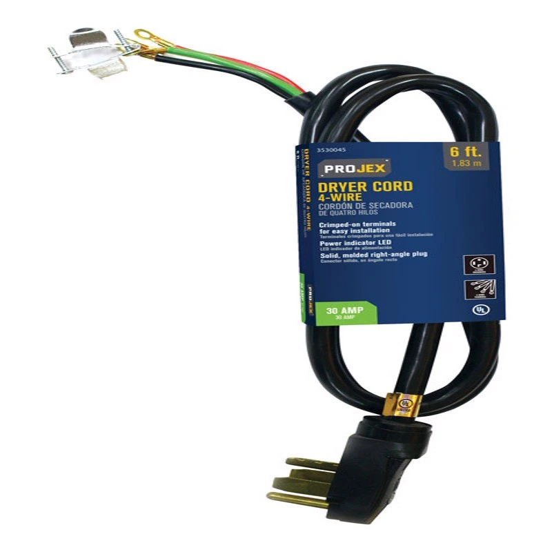 10/4 Srdt 250 Volt 6 Feet Long Dryer Cord With Grounded Plug