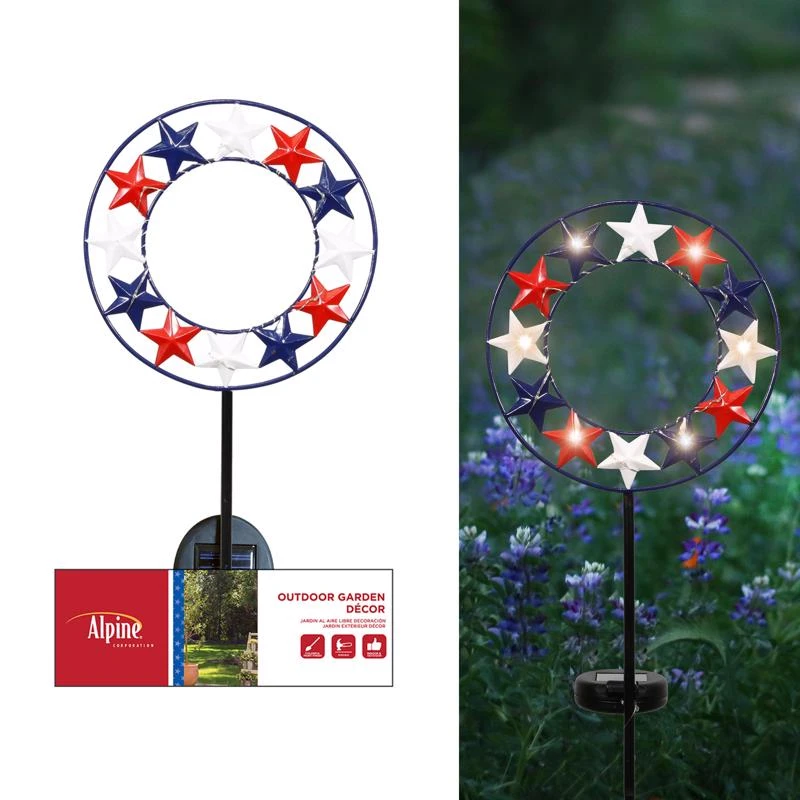 Multicolored Metal 35 In. H Star Solar Garden Stake - Yen385bb