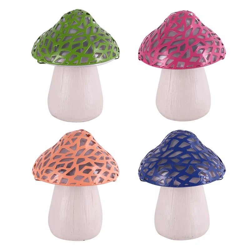 Assorted 6 In. Solar Powered Metal/resin Mushroom Statue