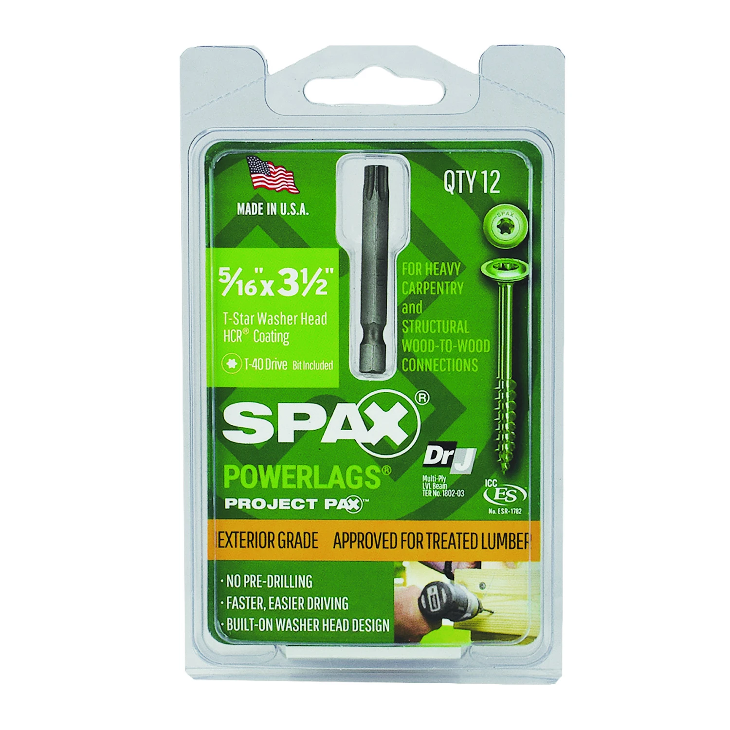 SPAX PowerLag 5/16 in. in. X 3.5 in. L T-40 Washer Head Serrated Structural Screws