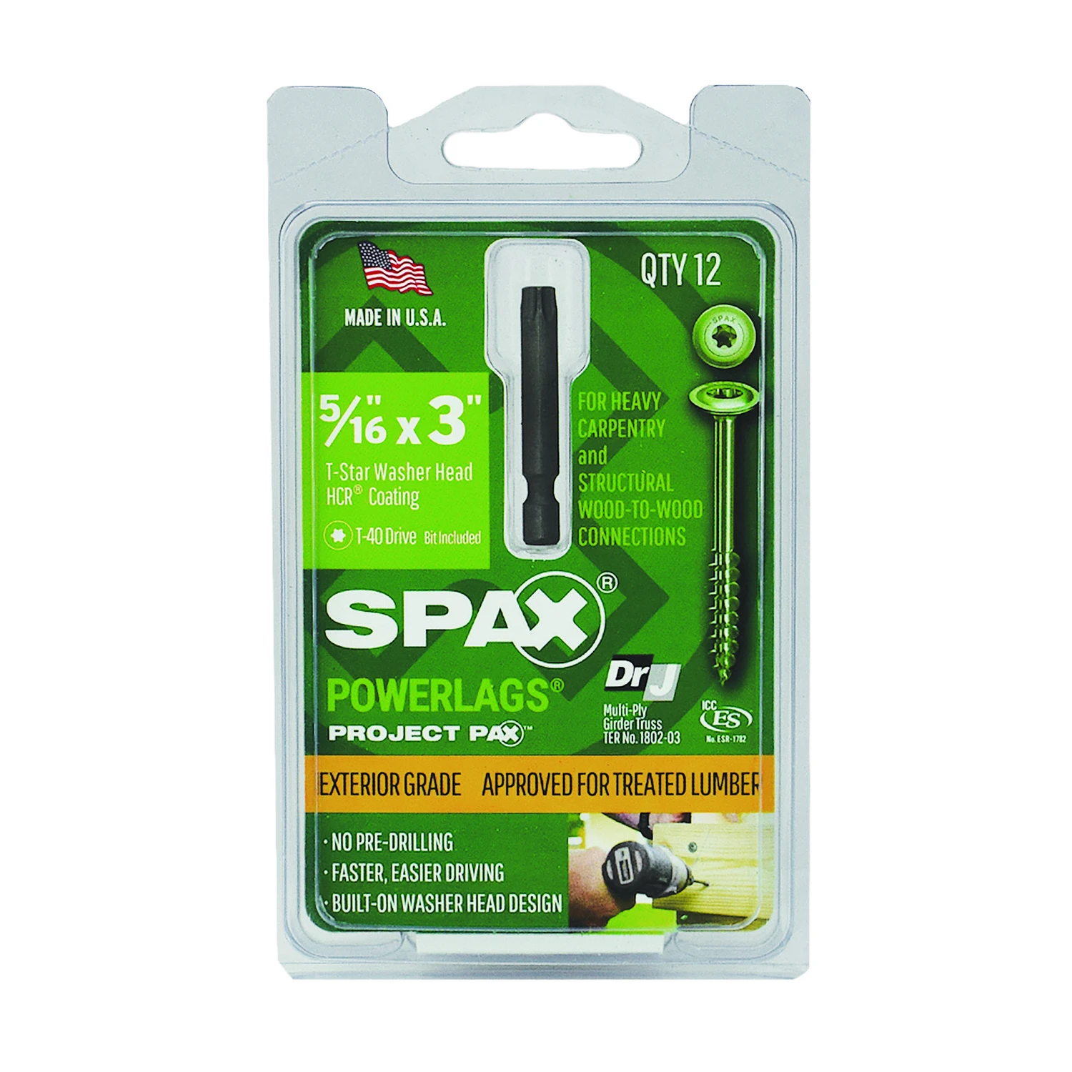 SPAX PowerLag 5/16 in. in. X 3 in. L T-40 Washer Head Serrated Structural Screws