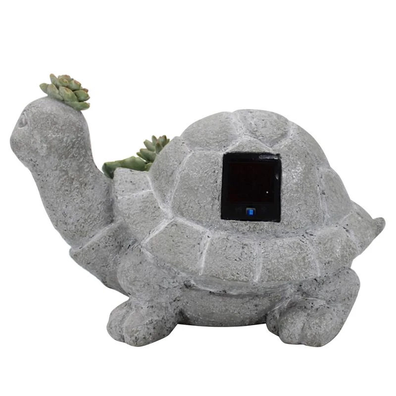 Infinity Resin/stone Gray 7 In. Turtle Garden Statue - Solar Powered Outdoor Decor