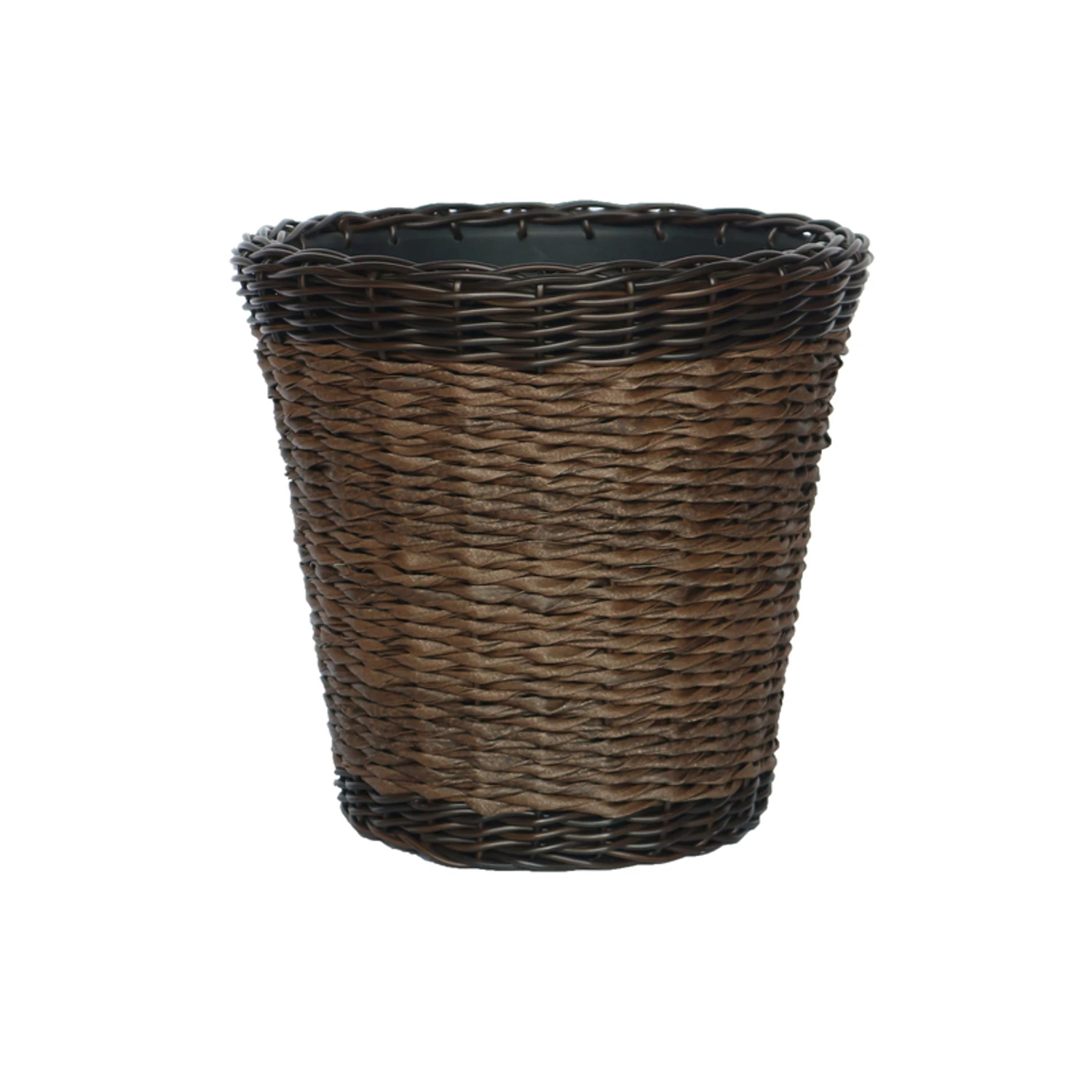 13 In. H X 14 In. D Brown Plastic Woven Wicker Planter