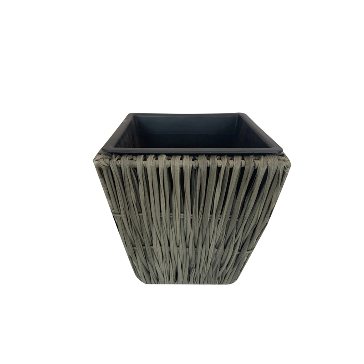 11 In. H X 11 In. W X 11 In. D Gray Plastic Wicker Planter
