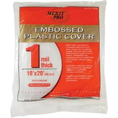 388 Dynamic Embossed Plastic Drop Cloth, 10 X 20 Ft., 1 Mil Thickness
