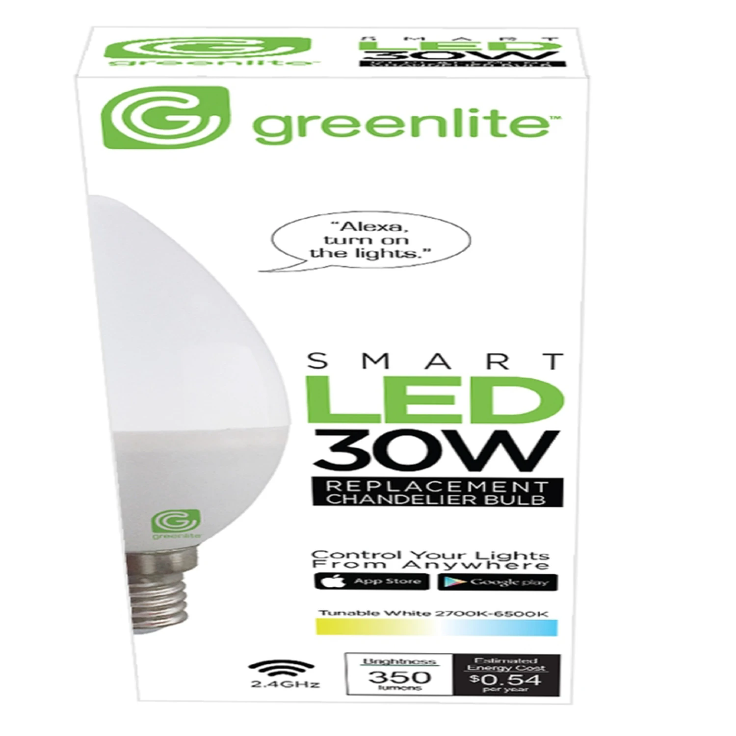 B10 E12 Smart-enabled Led Bulb Tunable White/color Changing 30 Watt Equivalent