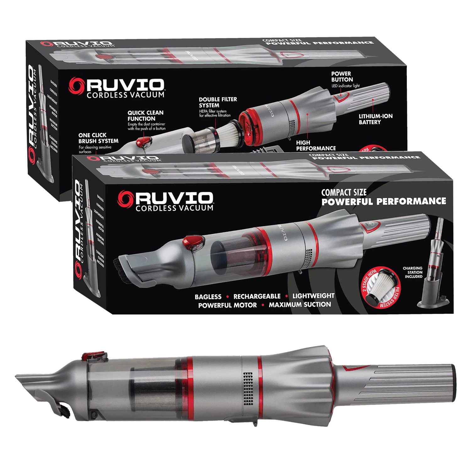 Bagless Cordless Hepa Filter Rechargeable Stick And Hand Vacuum 2.91 In.