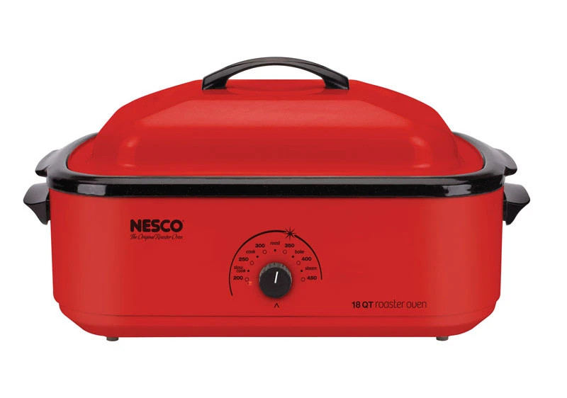 Chrome Red Porcelain 18 Quart Electric Roaster 12 In. H X 15 In. W X 23.5 In. L