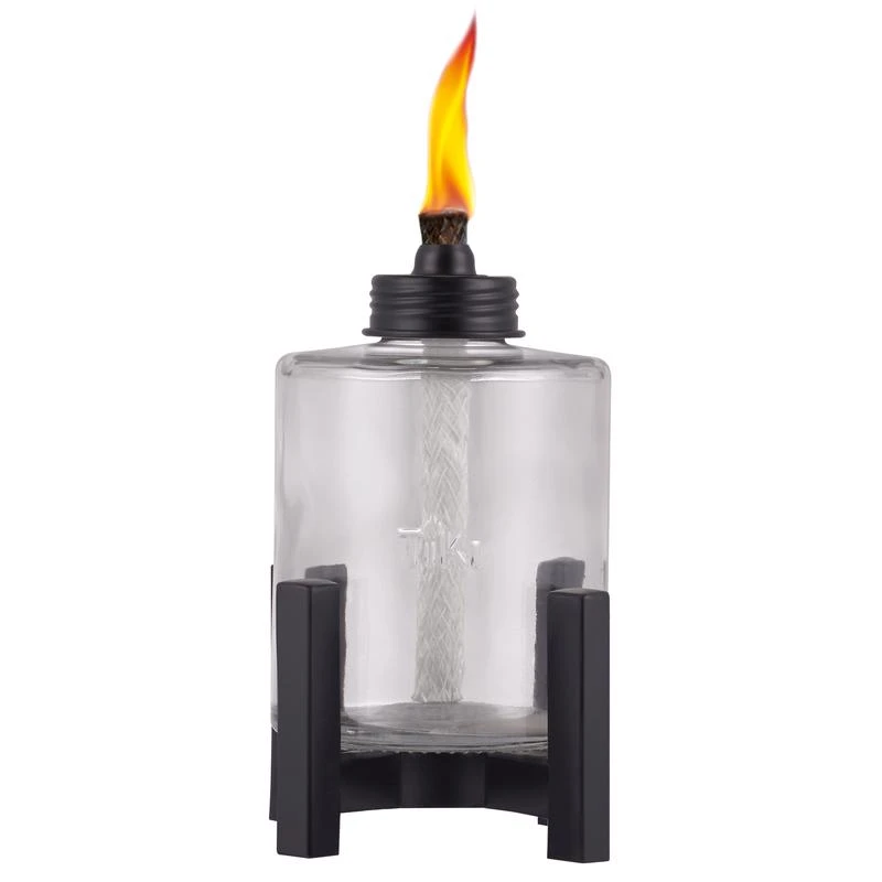 Black/clear Glass/metal 6.5 In. Elevated Tabletop Torch - 1 Piece