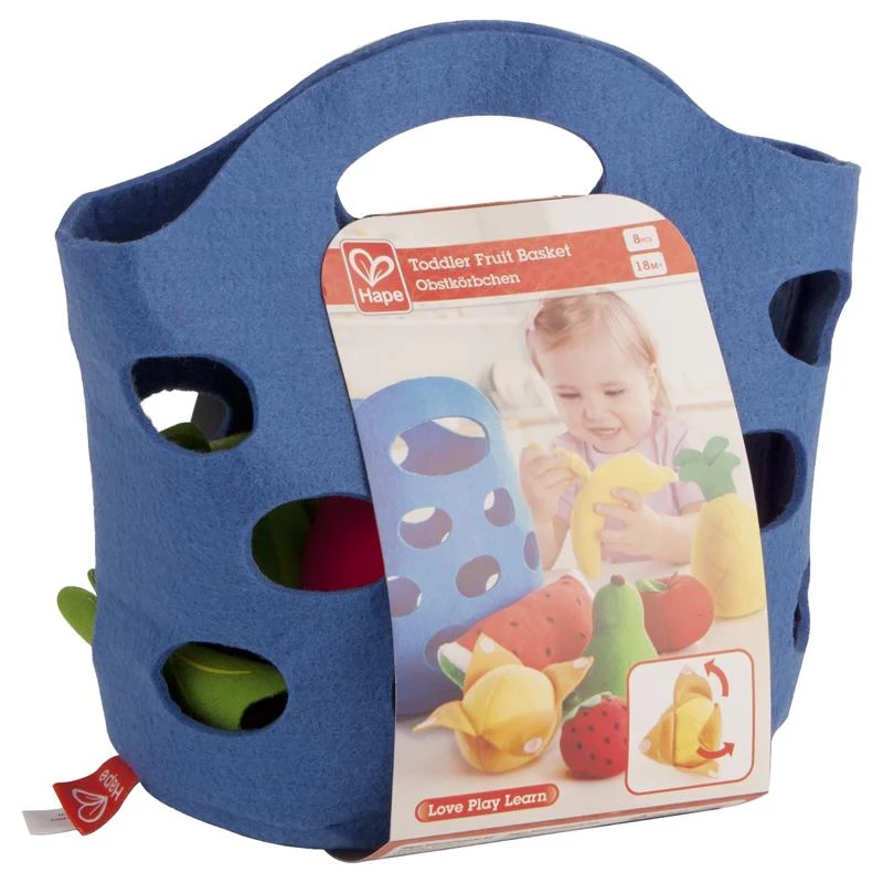 Soft Toy Fruit Basket Plush Blue 8 Piece Set For Toddlers