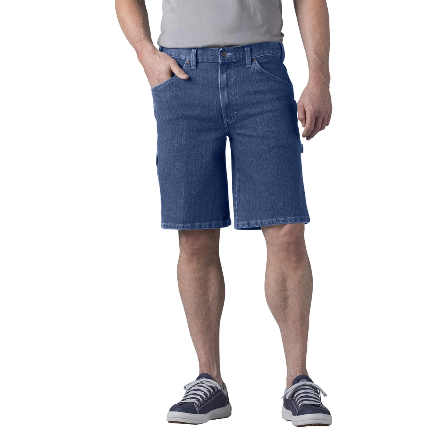 Men's Relaxed-fit 11-inch Flex Carpenter Shorts, Stonewashed Indigo Blue, Size 40, 6 Pockets