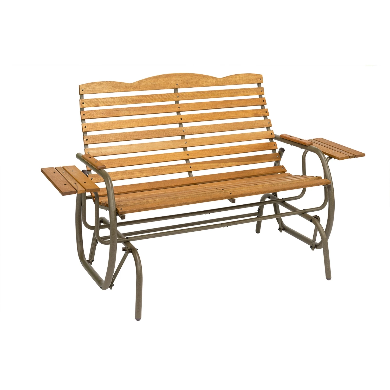 Country Garden 2 Person Taupe Steel/wood Hi-back Double Glider With Trays