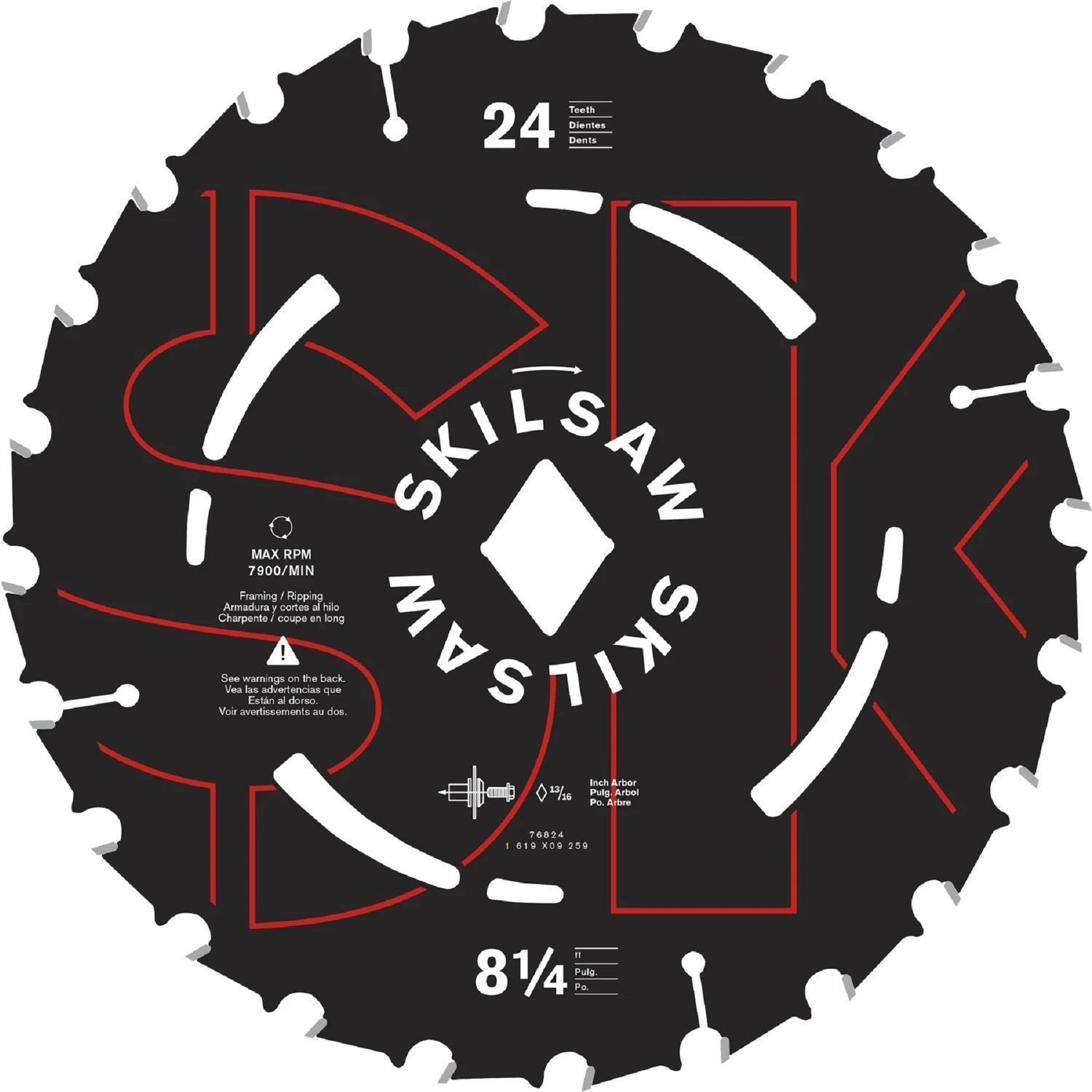 8-1/4 In. Diameter Carbide Tipped Steel Circular Saw Blade 24 Teeth Model 76824