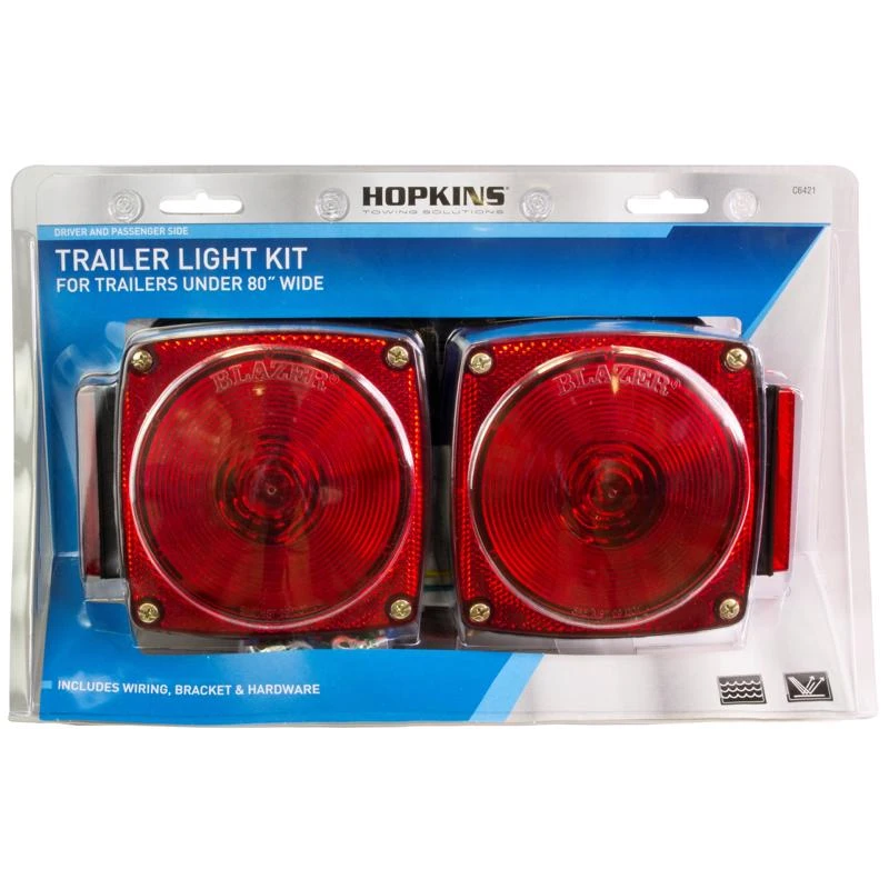 C6421 Submersible Trailer Red Square Stop/tail/turn Led Light Kit