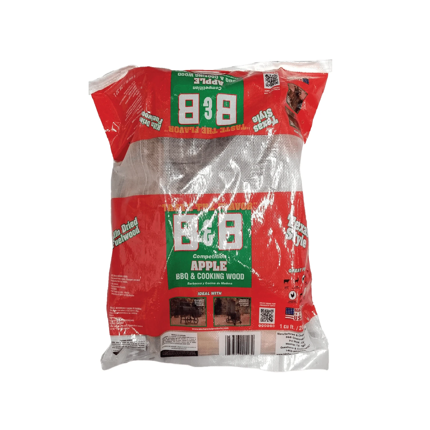 B&b Charcoal All Natural Apple Cooking Logs 1 Cubic Foot For Grilling And Smoking