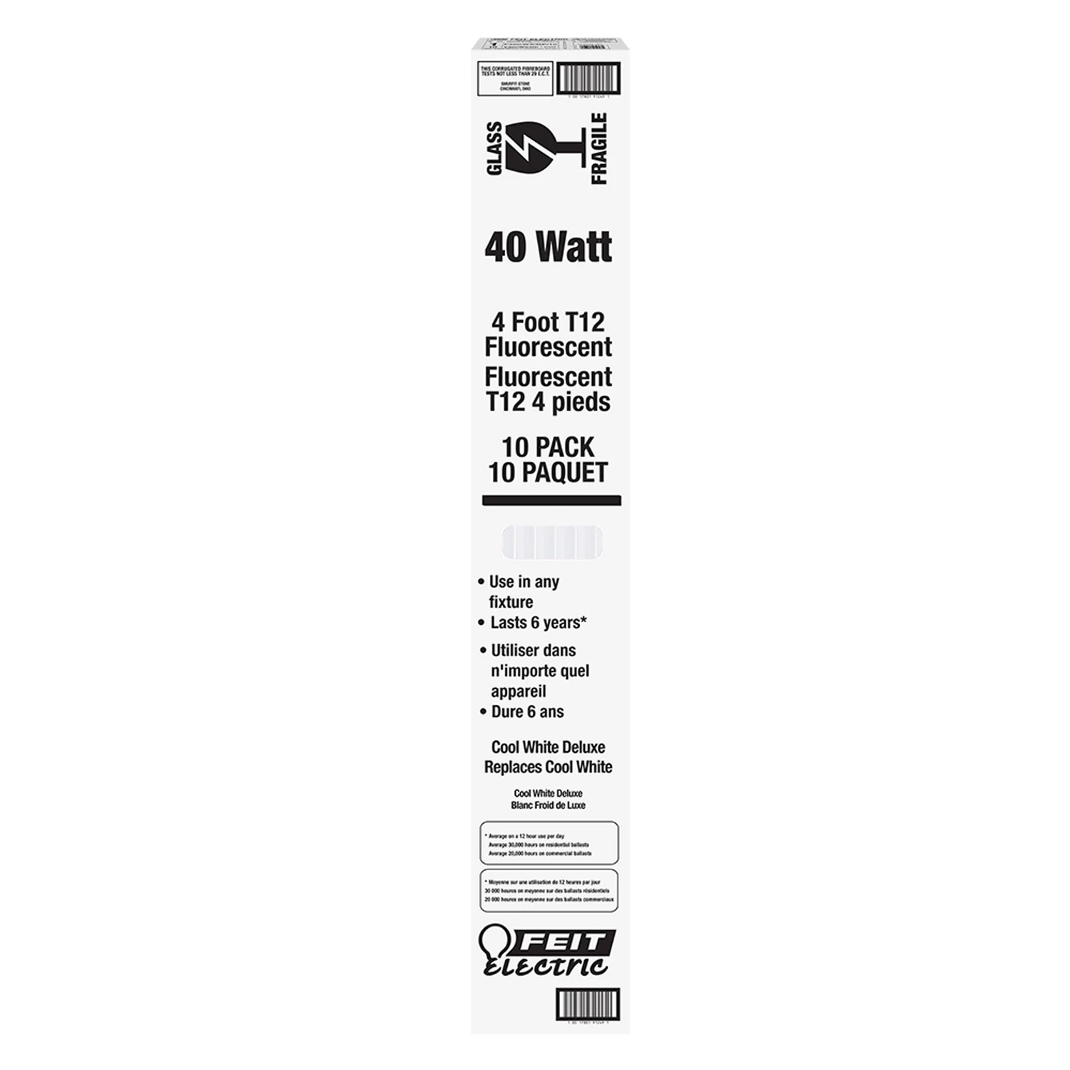 Feit Legacy Bulbs 40 W T12 1.4 in. D X 47.9 in. L Fluorescent Bulb Cool White Linear 4100 K 10 pk