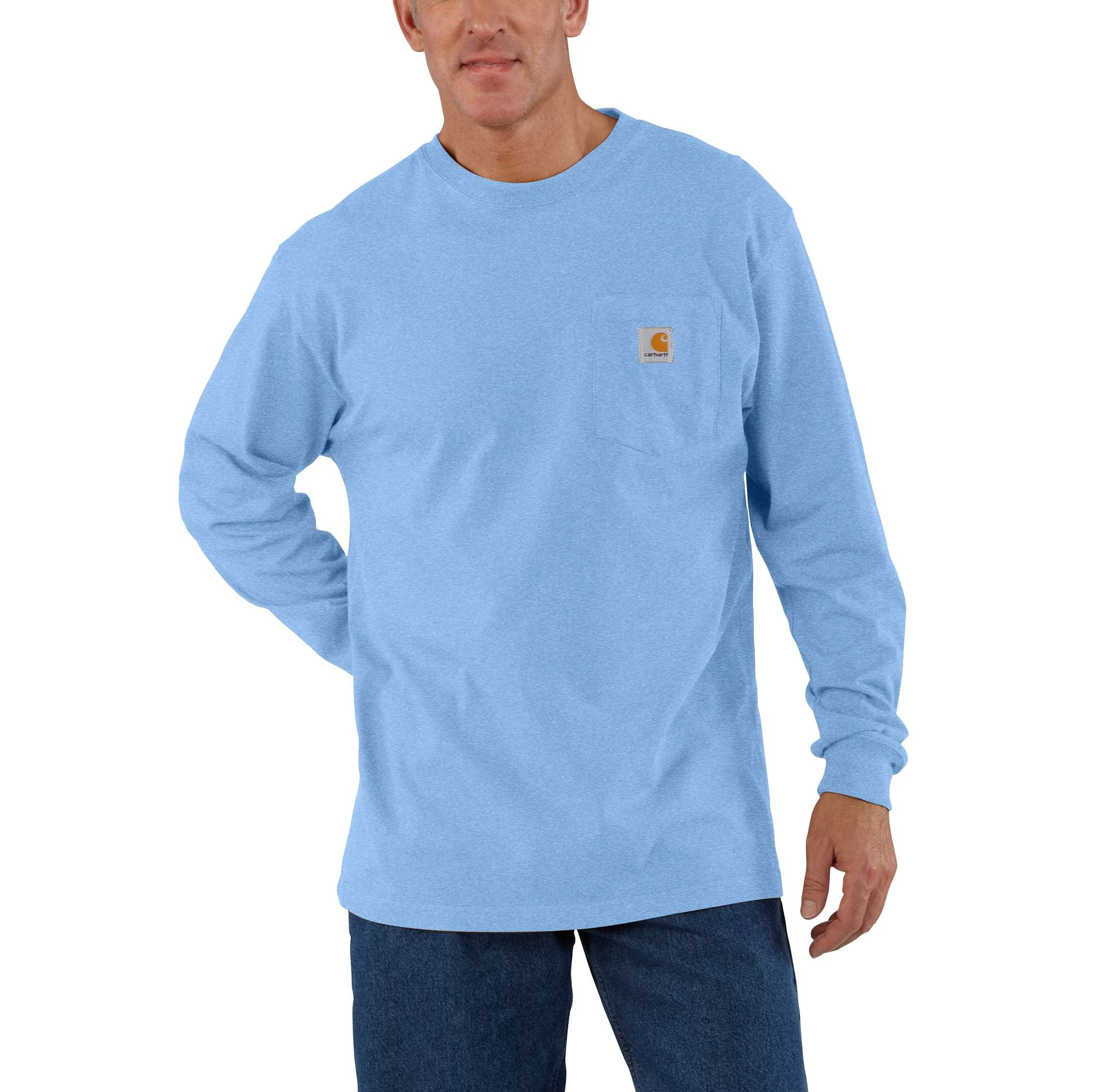 Loose Fit Heavyweight Long-sleeve Pocket T-shirt, Skystone Heather, Xl
