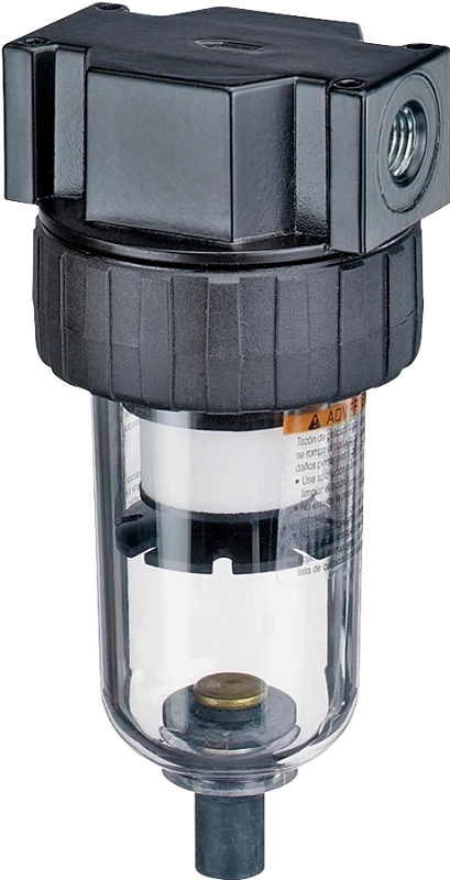 Plastic Air Compressor Filter 3/8 In. Npt 150 Psi Manual Drain