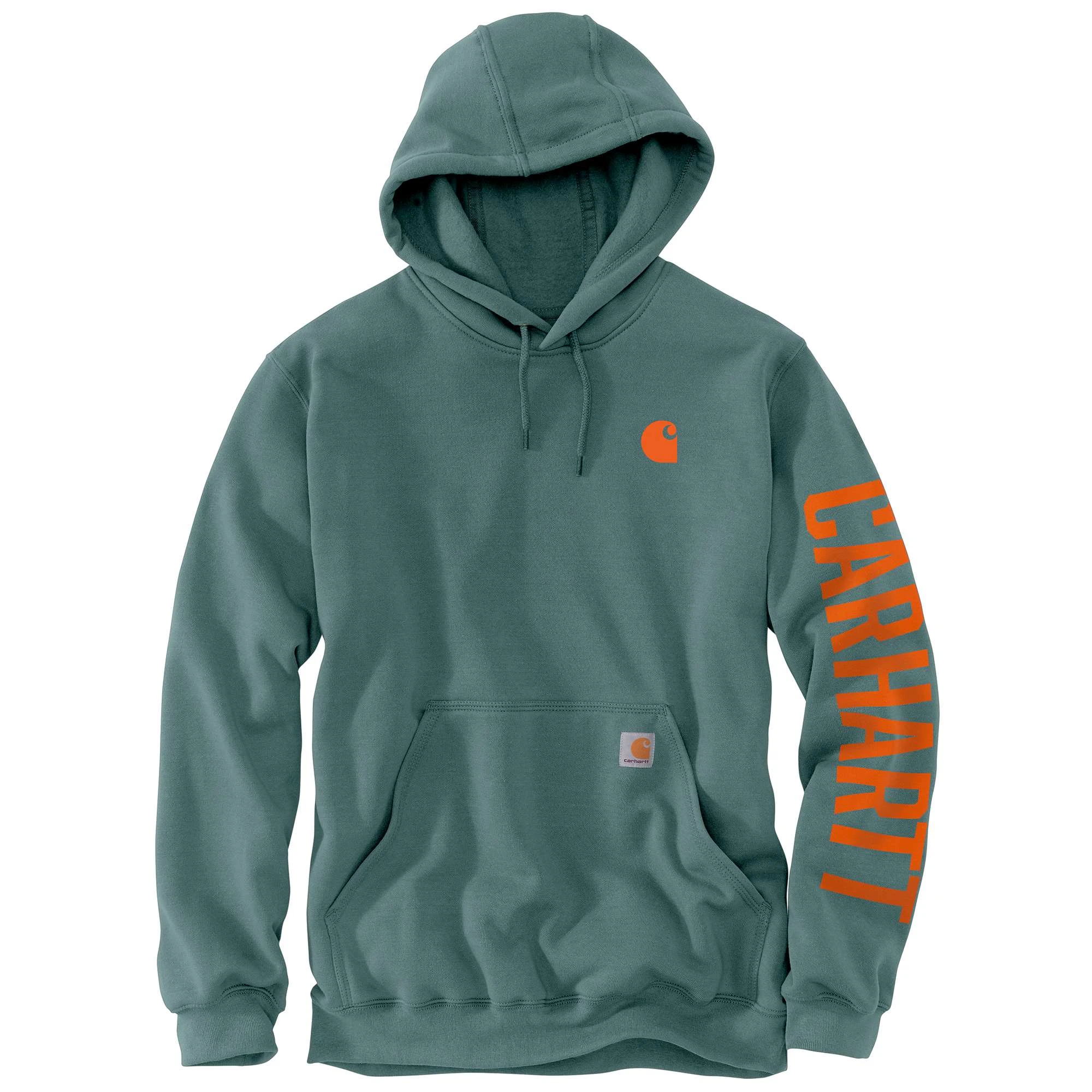 Rain Defender Loose Fit Midweight Logo Sleeve Graphic Sweatshirt, Sea Pine, Medium