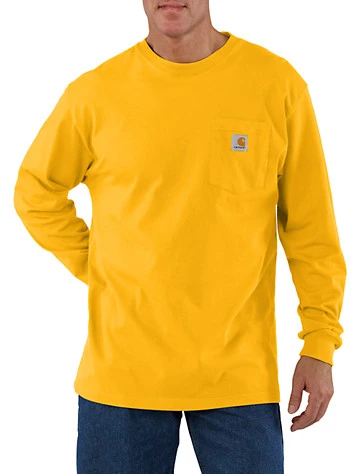 Loose Fit Heavyweight Long-sleeve Pocket T-shirt, Solar Yellow, 2xl